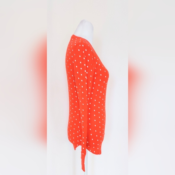 Old Navy Women's Size Small Polka Dot Thermal Waffle Knit Top Orange White - Picture 5 of 8